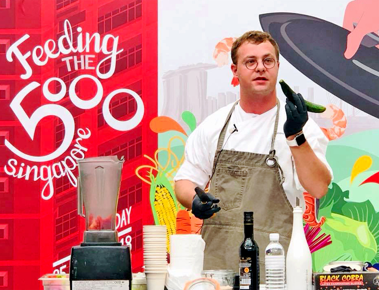 Chef during a cooking demonstration at Feeding the 5000 Singapore event